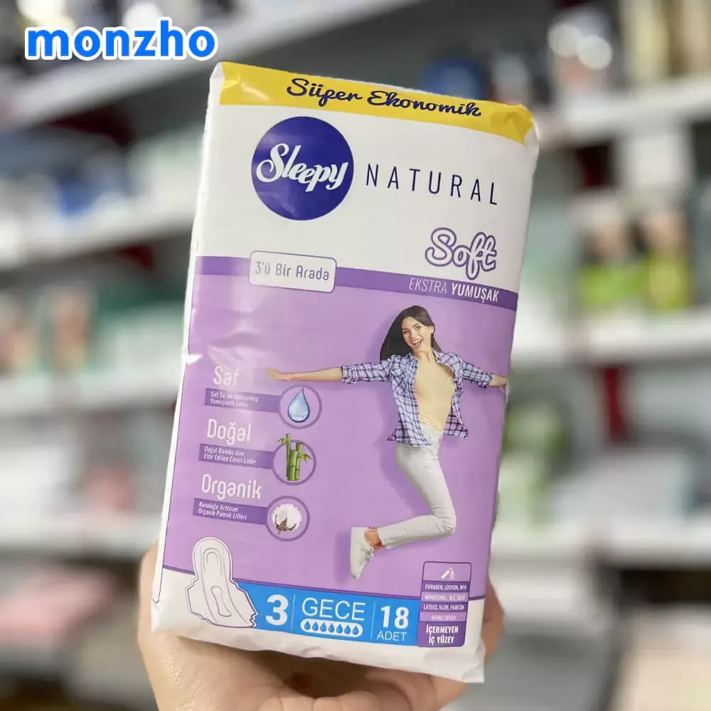 نوار بهداشتی مخصوص شب اسلیپی مدل Natural سایز 3 بسته 18 عددی — تصویر ۲