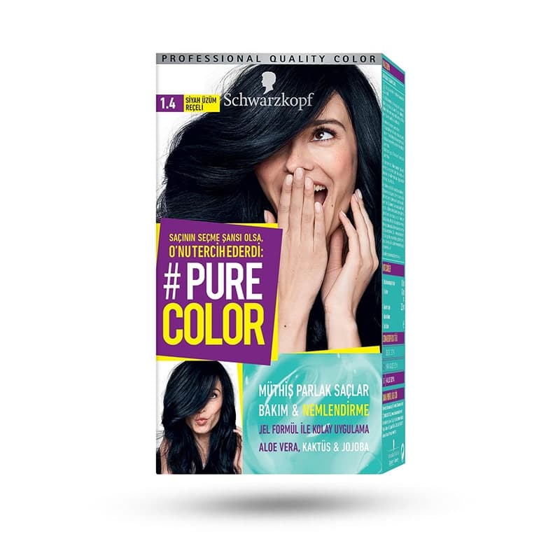 کیت رنگ مو شماره 1.4 شوارزکوف مدل Pure Color رنگ مشکی