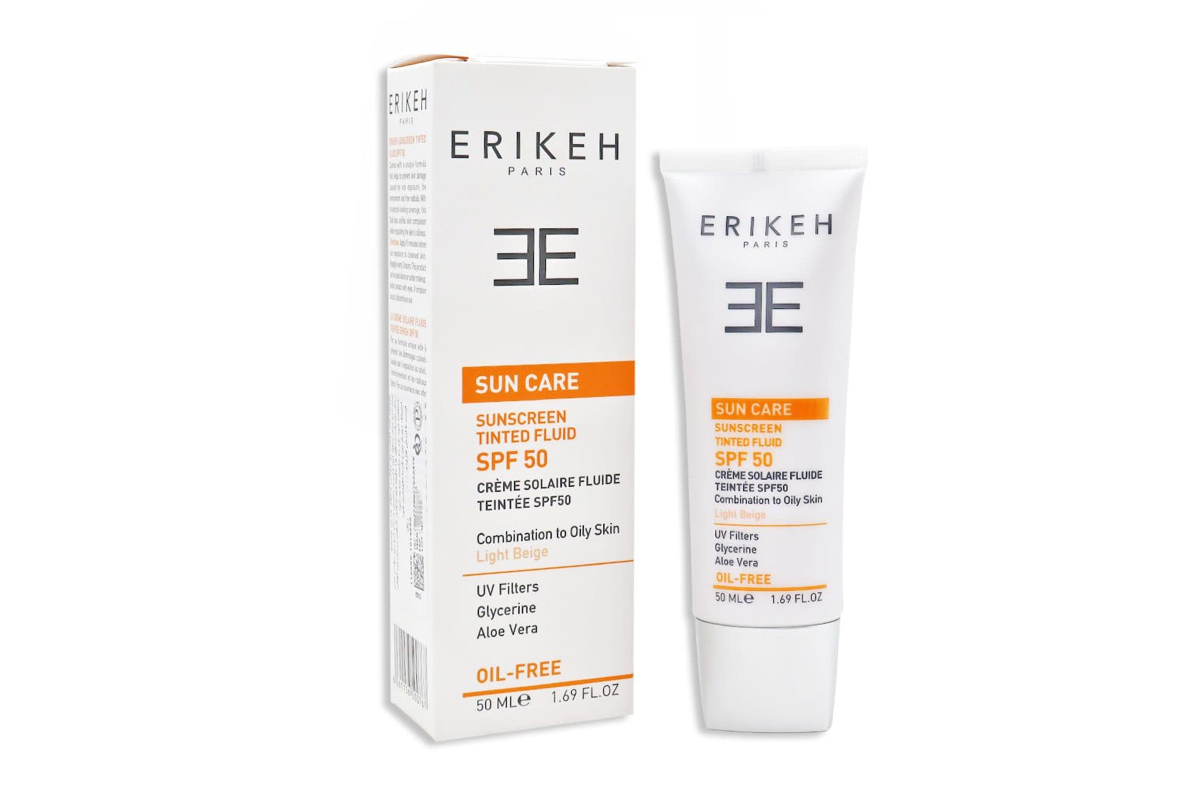 فلوئید ضد آفتاب رنگی پوست چرب و مختلط اریکه SPF50 حجم 50 میل