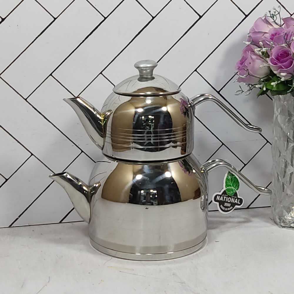 کتری قوری (قوری استیل) تک دسته استیل ناسیونال (6) ارسال نیمه رایگان