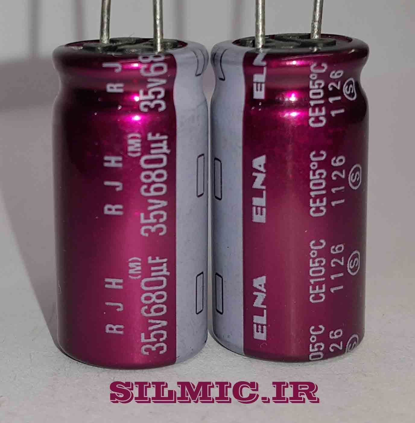 خازن گرید صوتی 680 میکرو فاراد 35 ولت ژاپنی ساخت ELNA سری RJH — تصویر ۲