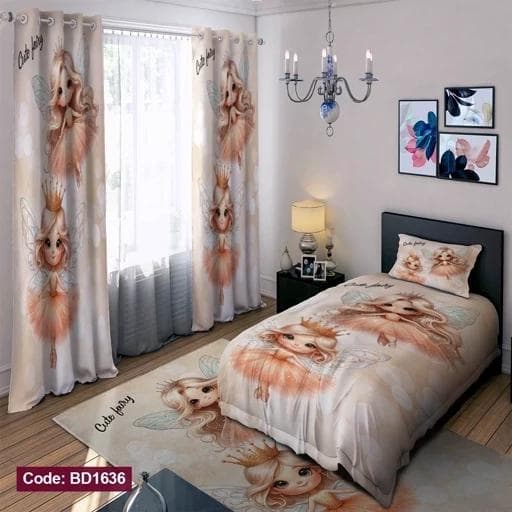 ست فانتزی رو تختی چاپی دخترانه پرنسس بالدار کد bd1636 (پس کرایه)