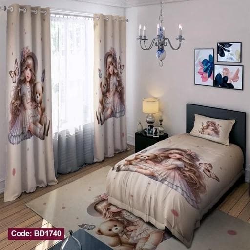 ست فانتزی رو تختی چاپی دخترانه پروانه bd1740 (پس کرایه)
