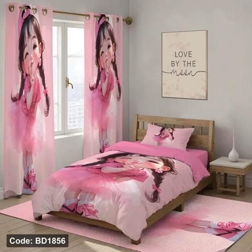 ست فانتزی روتختی چاپی دخترانه 4تیکه کد bd1856 (پس کرایه)