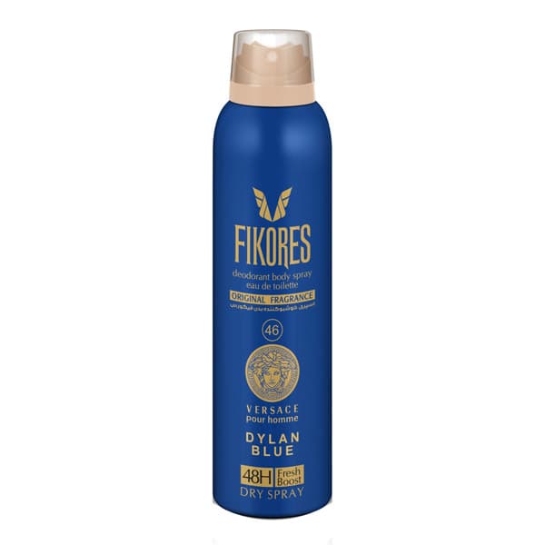 اسپری بدن مردانه فیکورس مدل Versace Dylan Blue حجم 200 میل