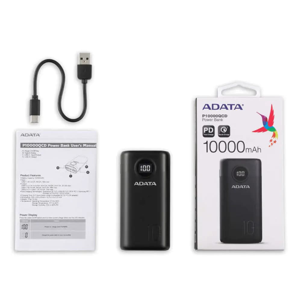 پاور بانک ای دیتا مدل ADATA P10000QCD ظرفیت 10000 میلی آمپر ساعت — تصویر ۴