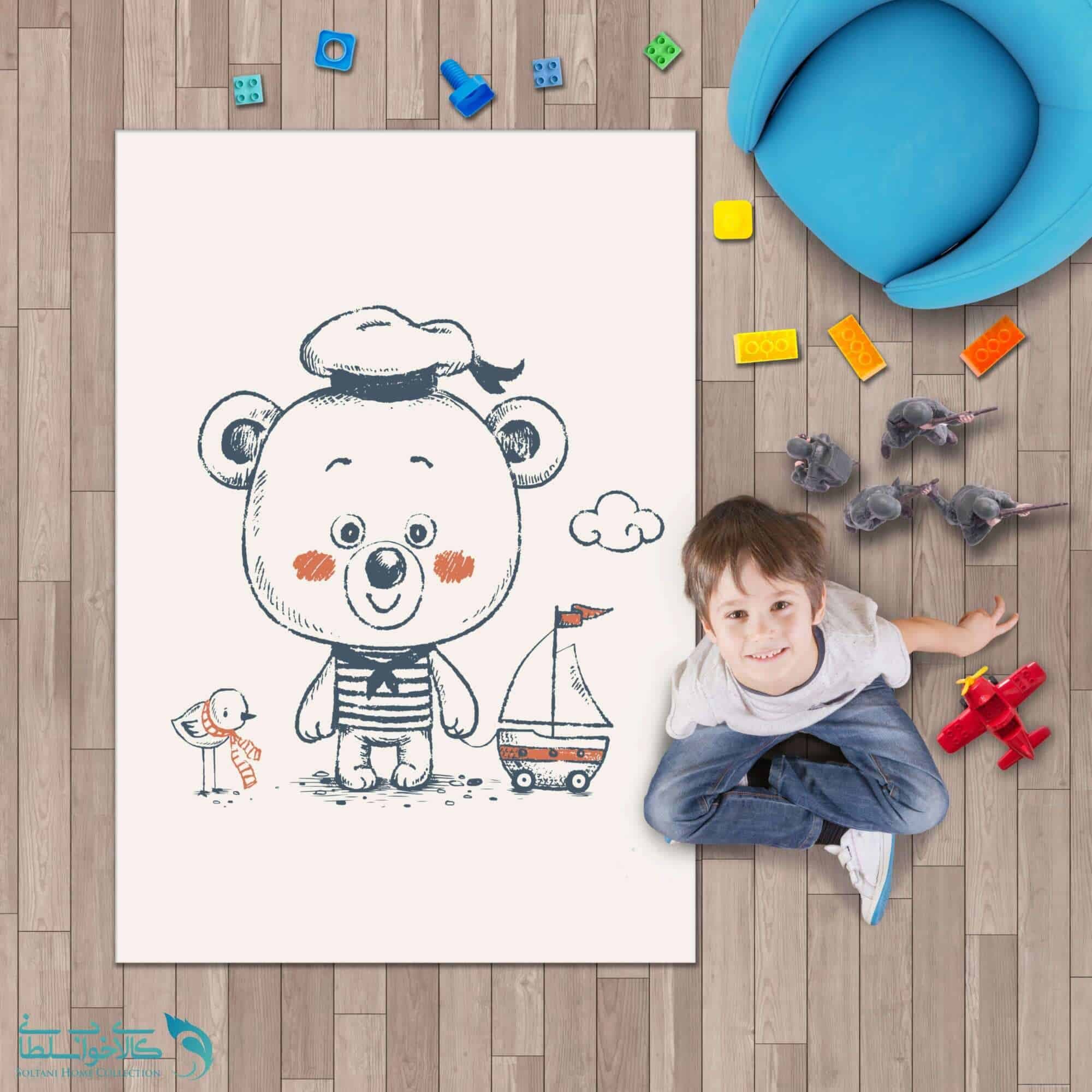 فرشینه اتاق کودک طرح خرس ملوان کد A1169