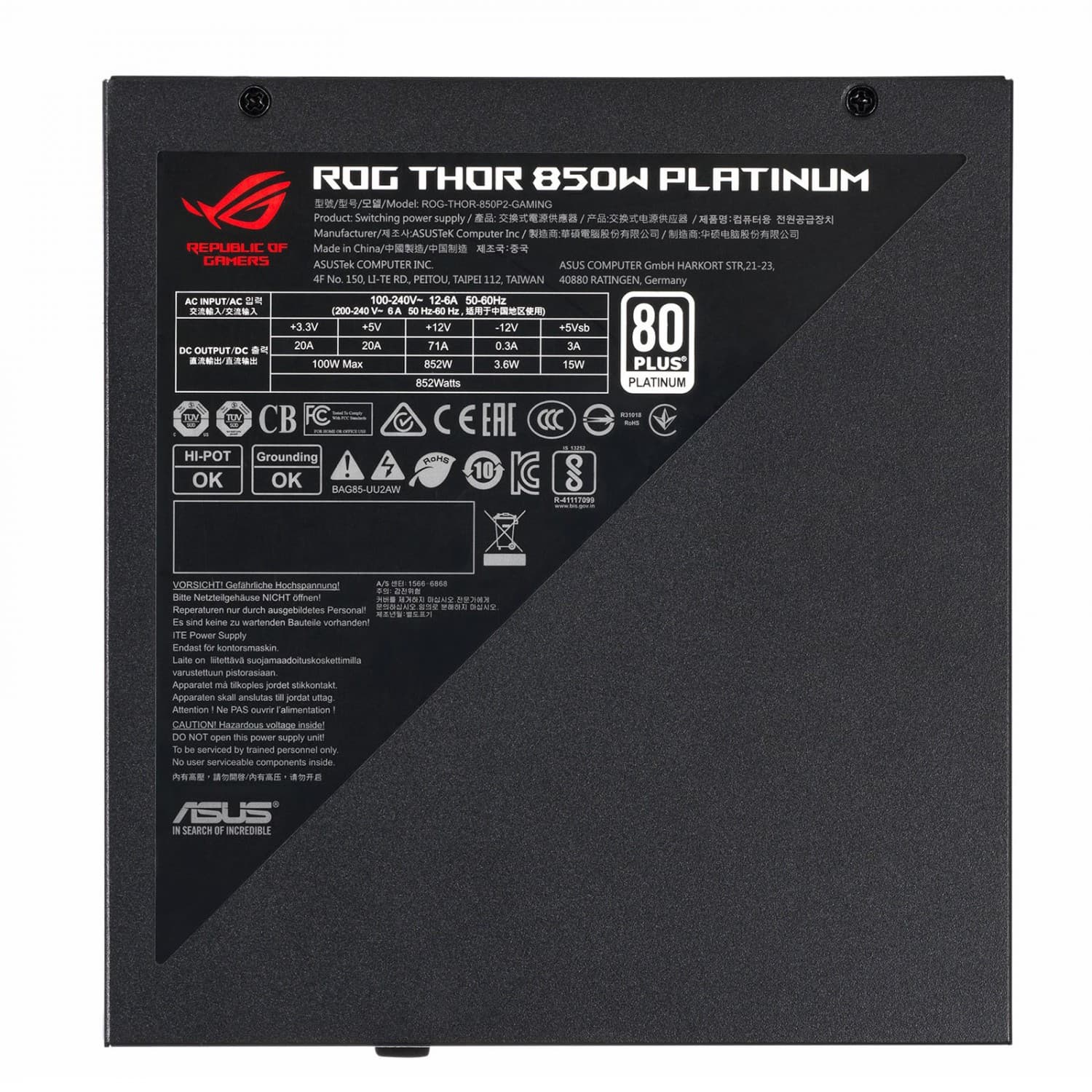 پاور ASUS ROG Thor 850W Platinum P2 — تصویر ۸