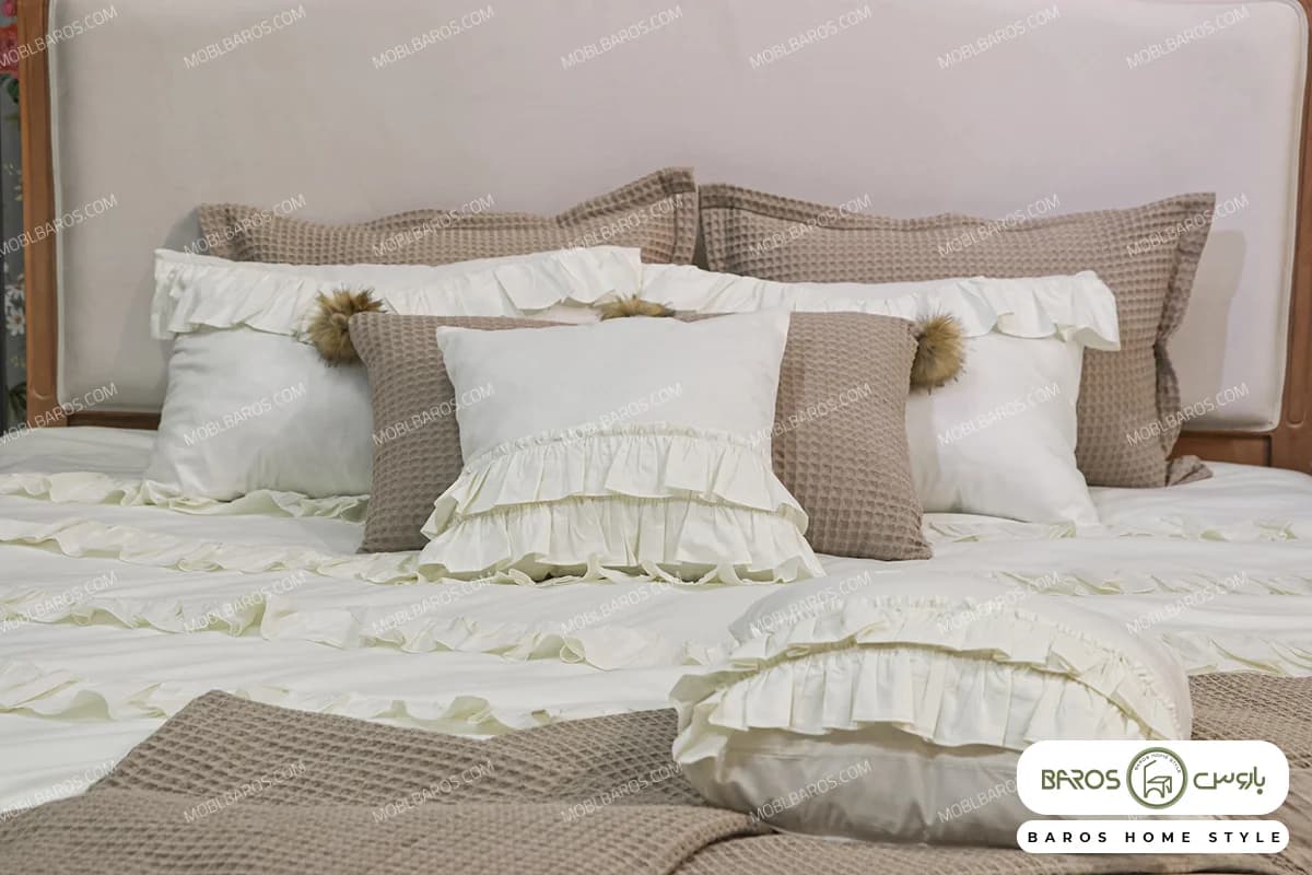 روتختی مدل شاین دو نفره جذاب و زیبا به همراه 2 کوسن چین دار — تصویر ۵