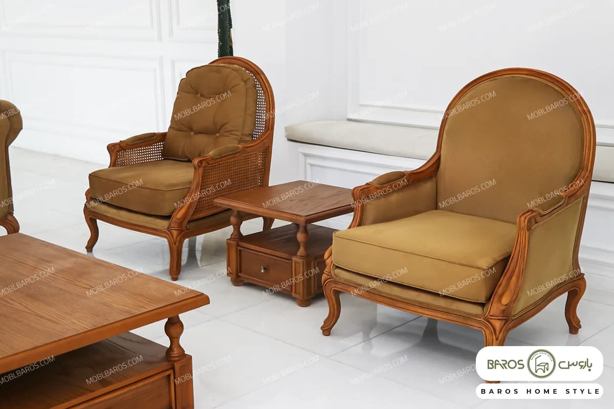 مبل نئوکلاسیک راشل پلاس و راحتی چستر کد ۳ — تصویر ۵
