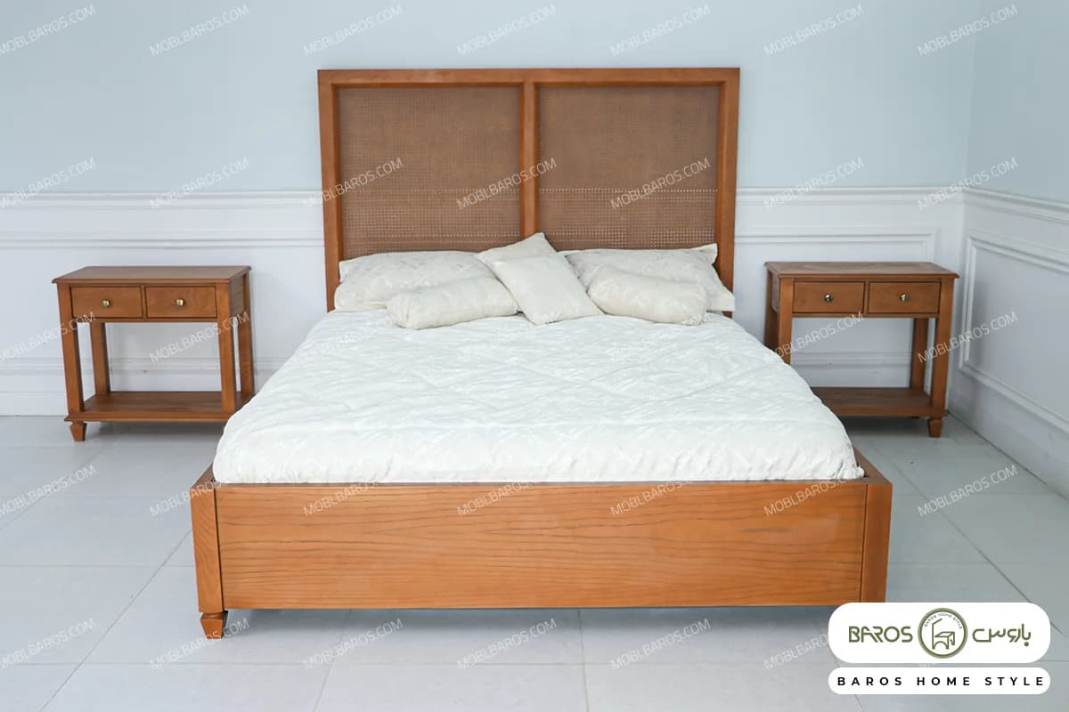 سرویس خواب دو نفره چوبی حصیری رونیا کد ۳ — تصویر ۲