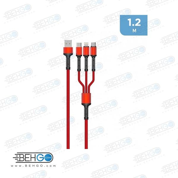 کابل شارژ سه سر الدینیو LDNIO LC-93 3 in 1 Charge Cable توان 3.5 آمپر — تصویر ۲