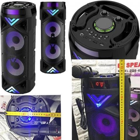 اسپیکر ایستاده با ریموت کنترل و میکروفون اسپیکر بلوتوثی قابل حمل مدل ZQS-6201 بلندگوی بزرگ اصلی با کیفیت Portable Bluetooth speaker system ZQS 6201 speaker with mic — تصویر ۵