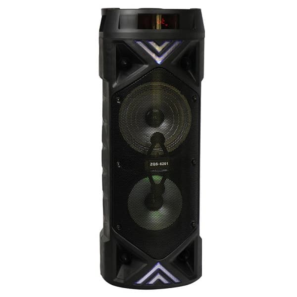اسپیکر ایستاده با ریموت کنترل و میکروفون اسپیکر بلوتوثی قابل حمل مدل ZQS-6201 بلندگوی بزرگ اصلی با کیفیت Portable Bluetooth speaker system ZQS 6201 speaker with mic — تصویر ۲