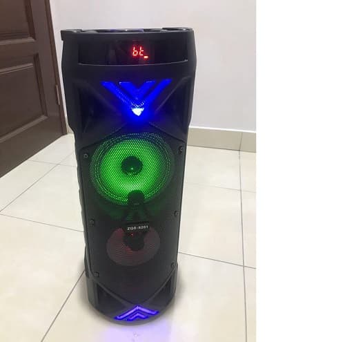 اسپیکر ایستاده با ریموت کنترل و میکروفون اسپیکر بلوتوثی قابل حمل مدل ZQS-6201 بلندگوی بزرگ اصلی با کیفیت Portable Bluetooth speaker system ZQS 6201 speaker with mic — تصویر ۳