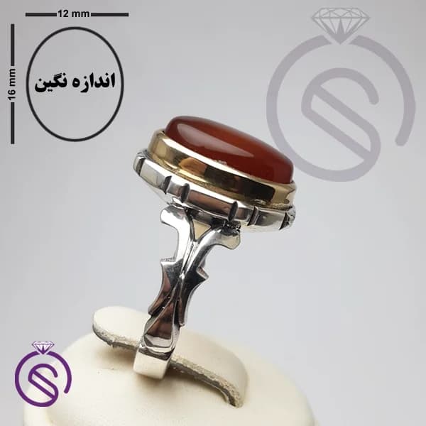 انگشتر نقره عقیق قرمز مردانه مدل سلمان کد 62263 — تصویر ۶