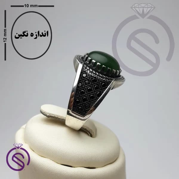 انگشتر نقره یشم مردانه مدل دیوید — تصویر ۶