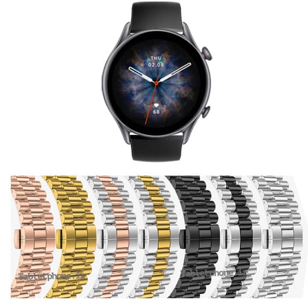 بند فلزی ساعت هوشمند امیزفیت Amazfit GTR 3 استیل 3Rows