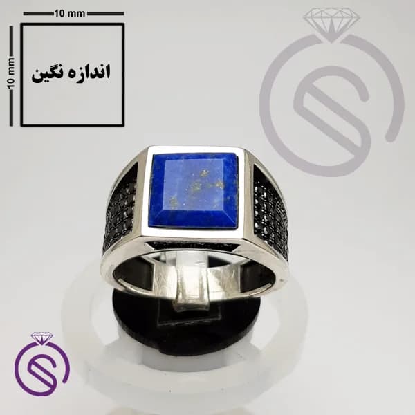 انگشتر نقره لاجورد مردانه مدل تارخ کد 62190 — تصویر ۳