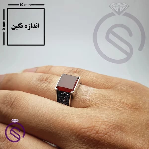 انگشتر نقره عقیق قرمز مردانه مدل سلطنتی کد 62174 — تصویر ۴