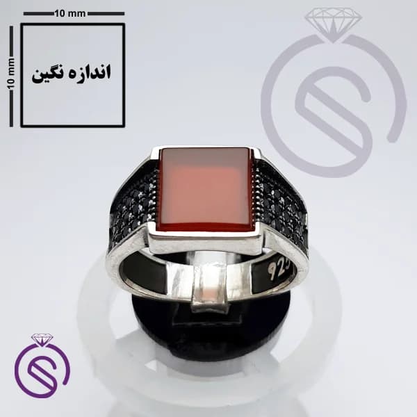 انگشتر نقره عقیق قرمز مردانه مدل سلطنتی کد 62174 — تصویر ۶