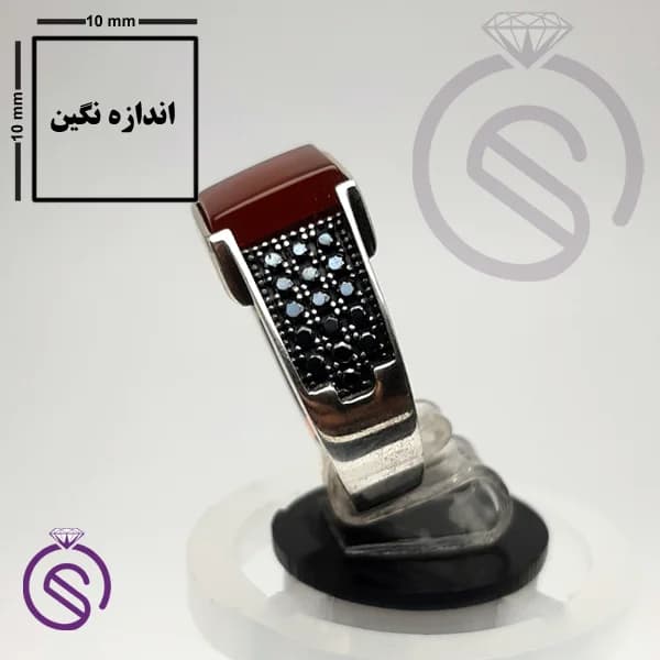 انگشتر نقره عقیق قرمز مردانه مدل سلطنتی کد 62174 — تصویر ۵