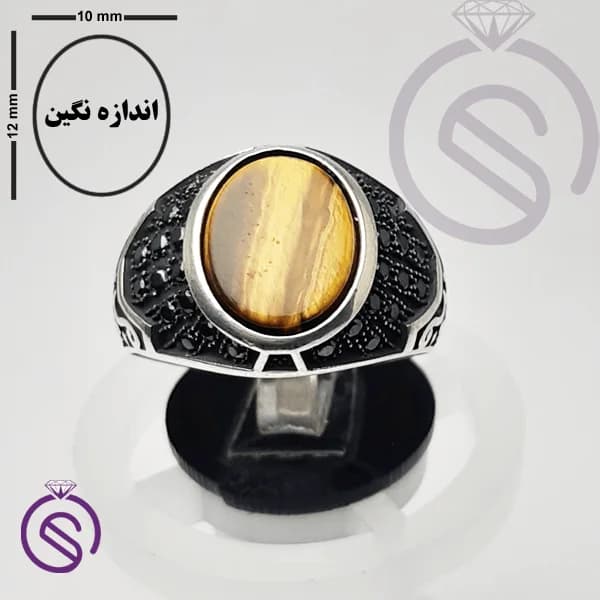 انگشتر نقره چشم ببر مردانه مدل دنیس کد 62155 — تصویر ۴