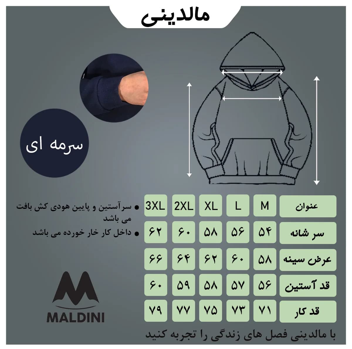 هودی مردانه مالدینی مدل 152 — تصویر ۶