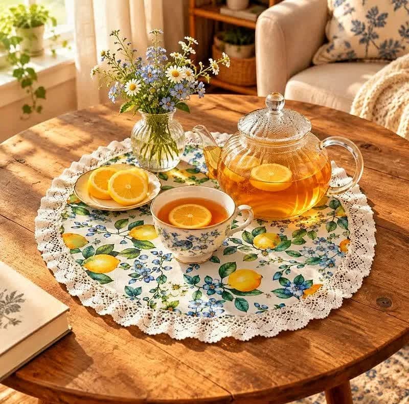 رو میزی طرح لیمو 2 مدل دایره کد 50626 سایز 50 × 50 سانتی‌متر — تصویر ۲