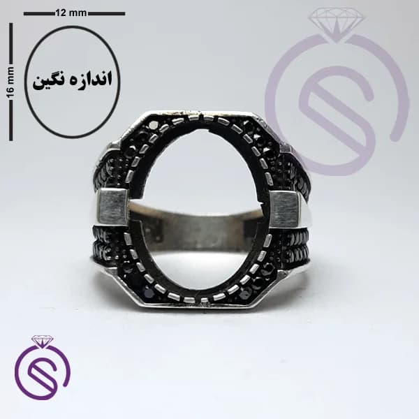 رکاب انگشتر نقره مردانه مدل نشان کد 62142 — تصویر ۳
