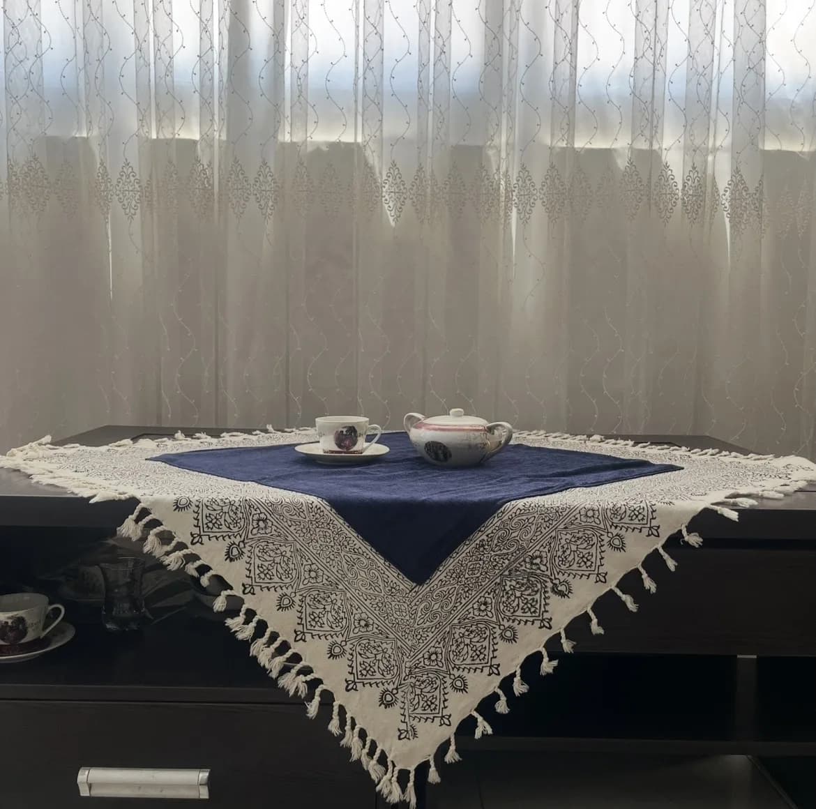 ست رومیزی ۳ تکه مدل مخمل نگار — تصویر ۲