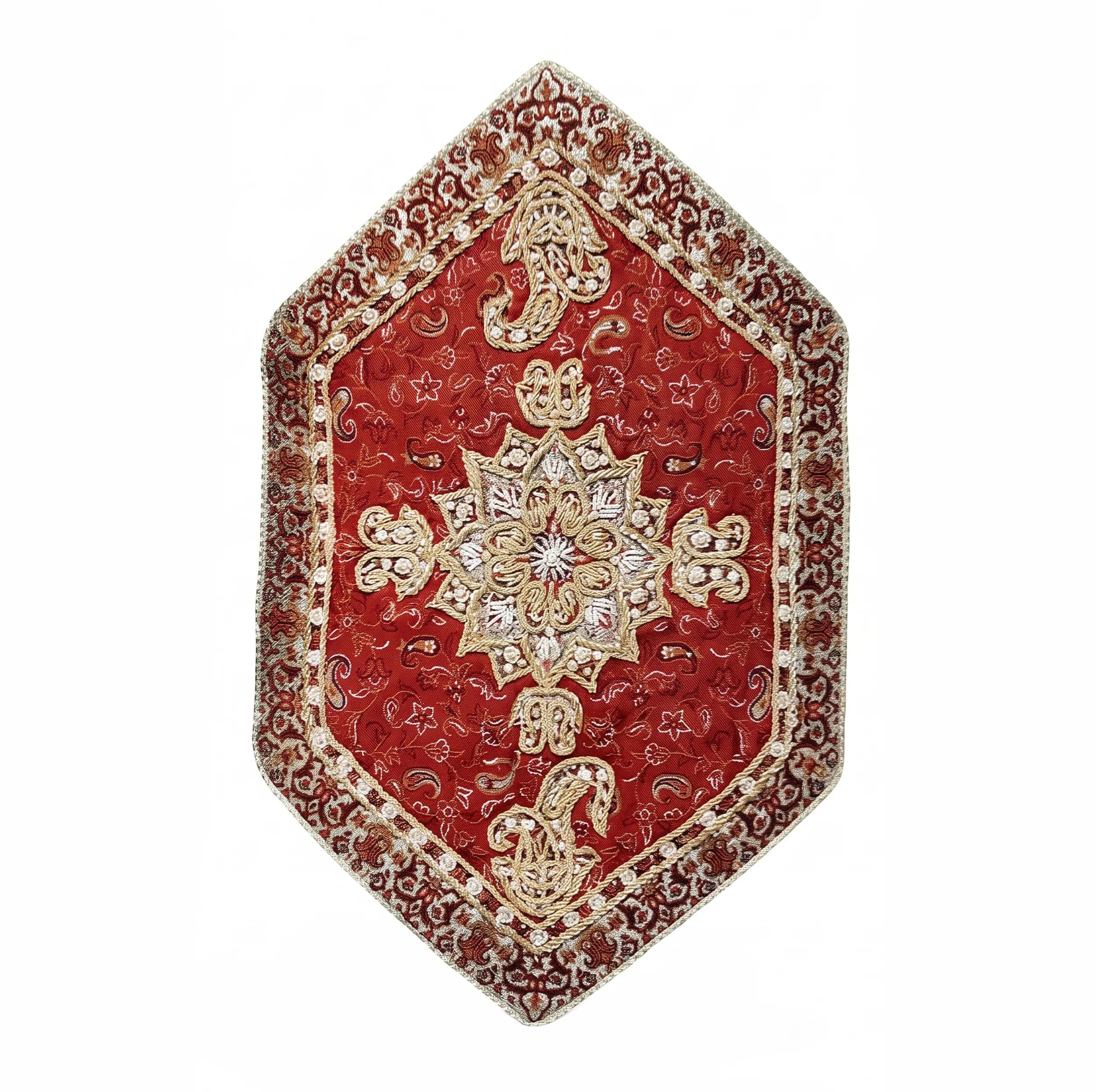 رومیزی ترمه مدل سرمه دوزی طرح ابریشم الماس بسته ۳ عددی — تصویر ۲