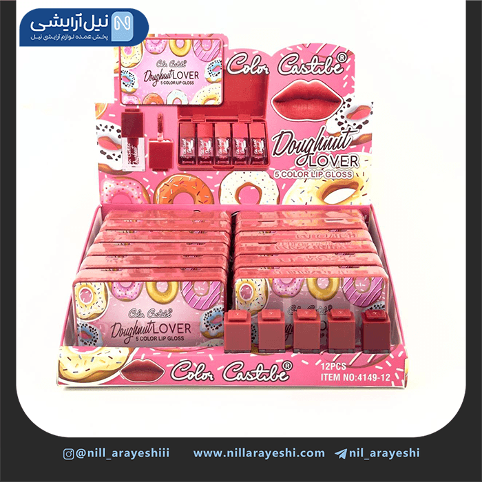 پک رژ لب مایع کالر کاستل طرح دونات پنج عددی کد 12 – 4149
