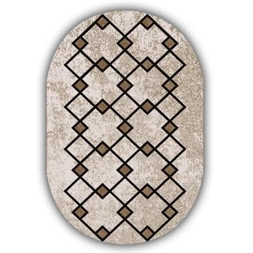 فرشینه | فرش چاپی برند حسن نیا چاپی بیضی مخمل هازان تُرک اعلا و زیره استُپ دار ابعاد دلخواه (پس کرایه) — تصویر ۲