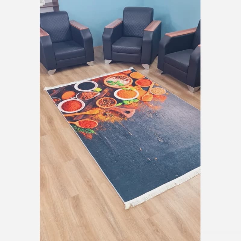 فرشینه | فرش چاپی برند حسن نیا آشپزخانه هازان ترک طرح ادویه K120 (پس کرایه) — تصویر ۲