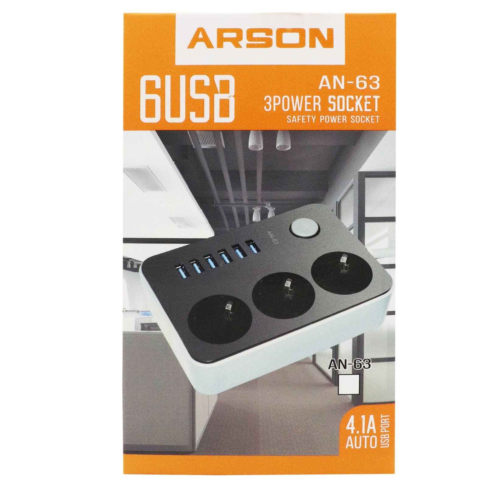 چند راهی 3 خروجی و 6 پورت USB2.0 1.8 متری Arson AN-63 — تصویر ۳
