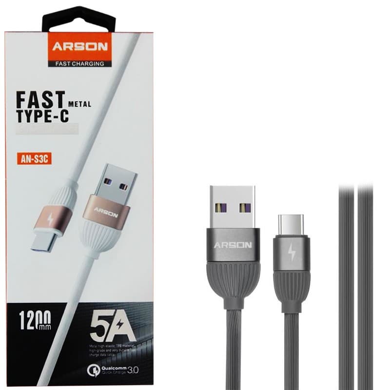 کابل شارژ و دیتا Type C فست سر فلزیQC3.0 Arson AN-S3C — تصویر ۳
