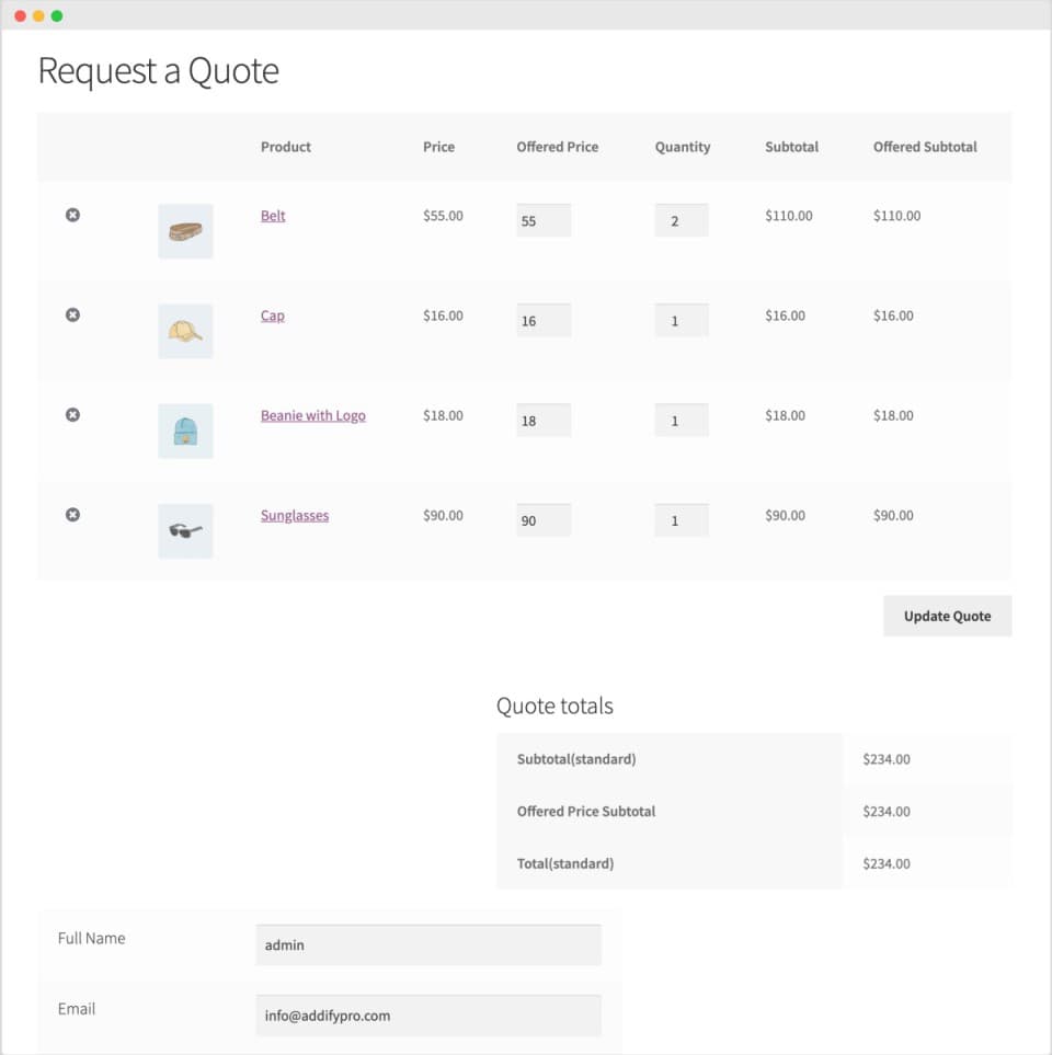 افزونه Request a Quote for WooCommerce درخواست قیمت ووکامرس 2.6.3 — تصویر ۵