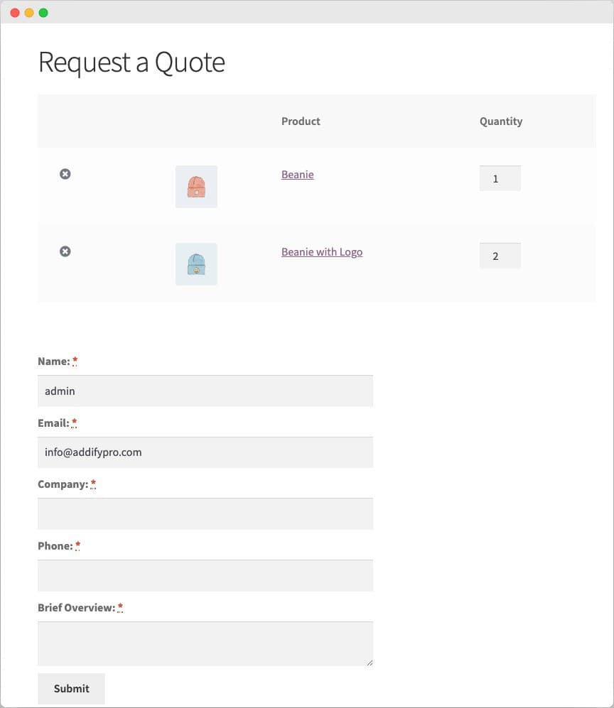 افزونه Request a Quote for WooCommerce درخواست قیمت ووکامرس 2.6.3 — تصویر ۶