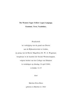دانلود کتاب The Western Yugur (Yellow Uygur) Language: Grammar, Texts, Vocabulary