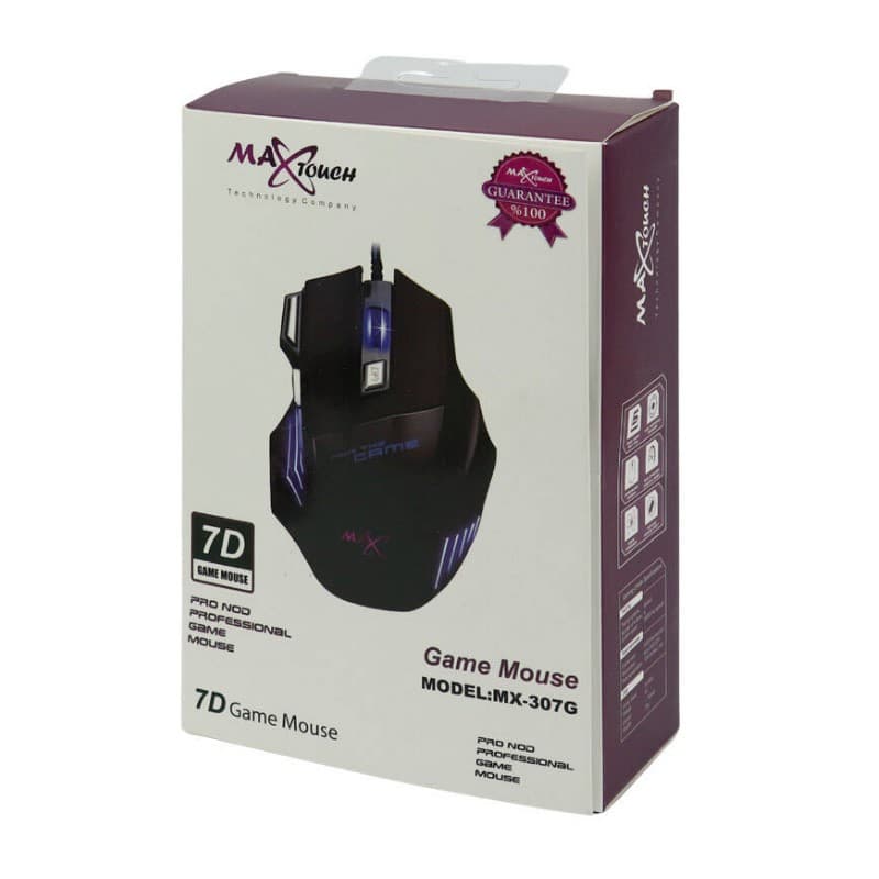 موس سیمدار گیمینگ LED دار 7 کلید 7D MAXTOUCH MX-307G — تصویر ۴