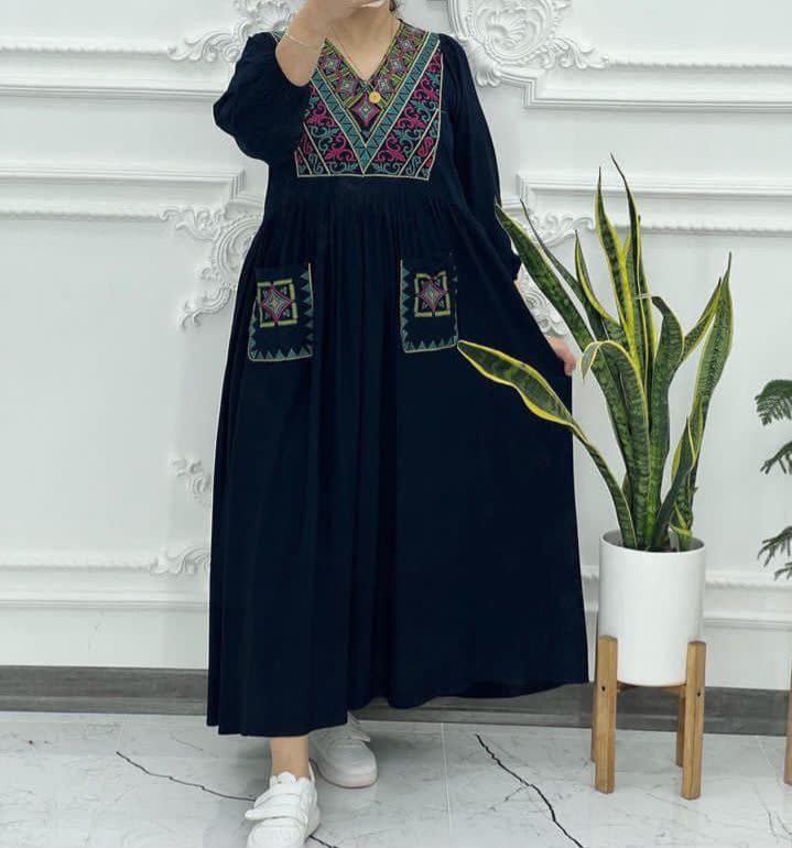 پیراهن ساحلی نخی گلدوزی/6270 — تصویر ۶