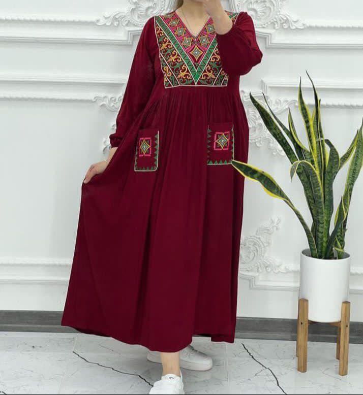 پیراهن ساحلی نخی گلدوزی/6270
