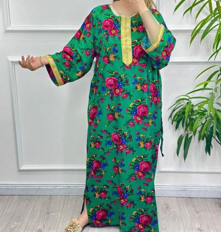 پیراهن ساحلی بلندزنانه گل گلی طلاکوب/کد6236 — تصویر ۶