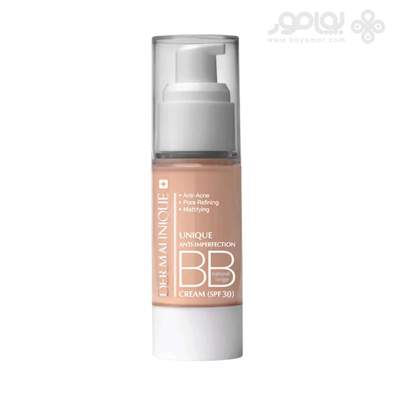 بی بی کرم ضد جوش درمایونیک مناسب پوست چرب spf30 رنگ بژ طبیعی