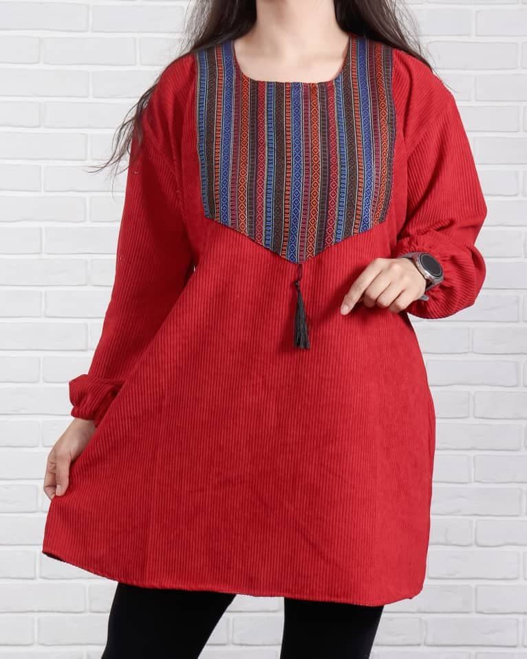 تونیک مخمل کبریتی کتیبه کد 6041 — تصویر ۶