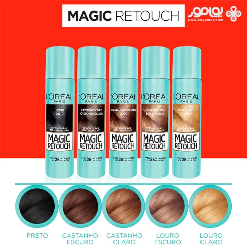 اسپری کانسیلر ریشه لورال MAGIC RETOUCH رنگ قهوه ای روشن 75 میل — تصویر ۲