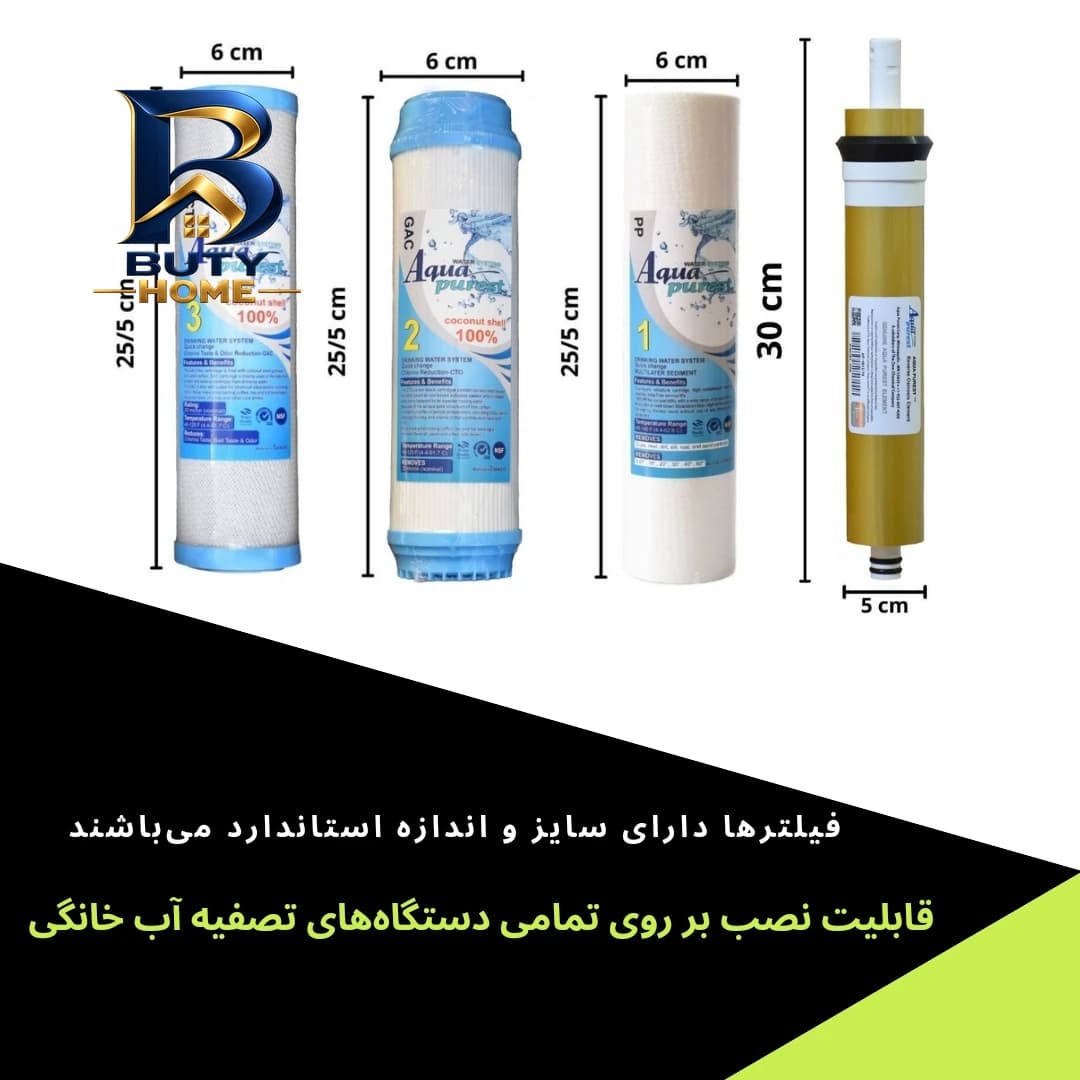 فیلتر دستگاه تصفیه آب آکوا پیورست مدل GOLD-AP 006 مجموعه ۶ عددی — تصویر ۲
