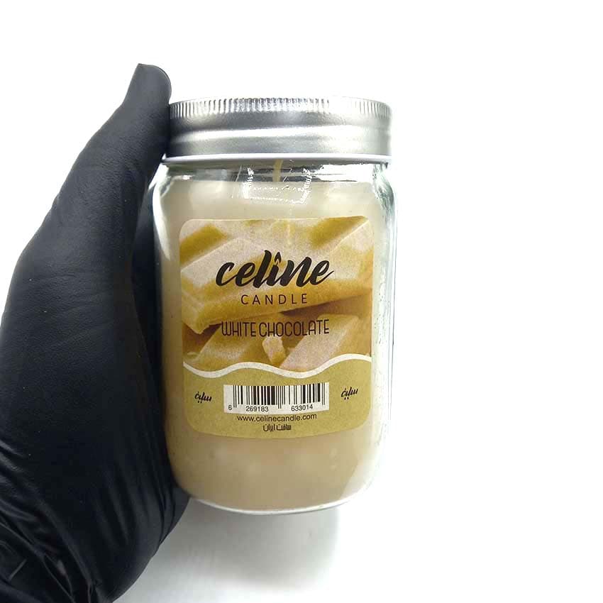 شمع معطر شیشه ای درب فلزی سلین بزرگ مدل شکلات سفید ( وایت چاکلت)کد550044 — تصویر ۵