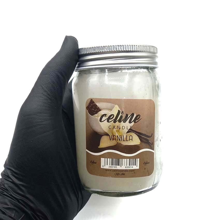 شمع معطر شیشه ای درب فلزی سلین بزرگ مدل وانیل کد 550043 — تصویر ۳